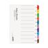 Fichier Munhwa A191-7 Séparateurs d’index en papier d’art Premium A4 à 10 onglets avec onglets multicolores à écrire pour la classification standard des documents